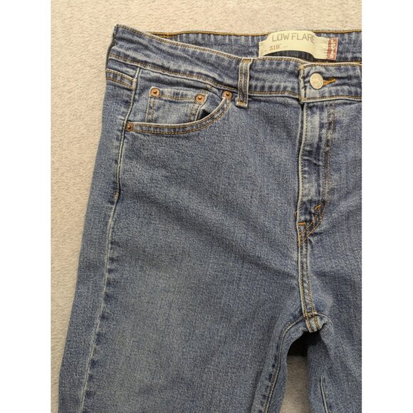 Levis 519 Jeans Womens 13 Medium Blue Low Flare Distressed Bootcut Denim Pants - Picture 2 of 16